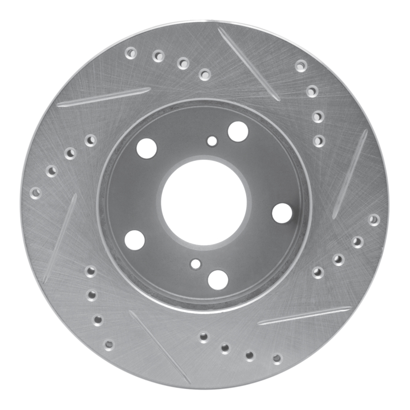 Toyota Camry Brake Rotor (1) - Front Left - R1 Concepts - Drilled & Slotted - Silver - `92-`01